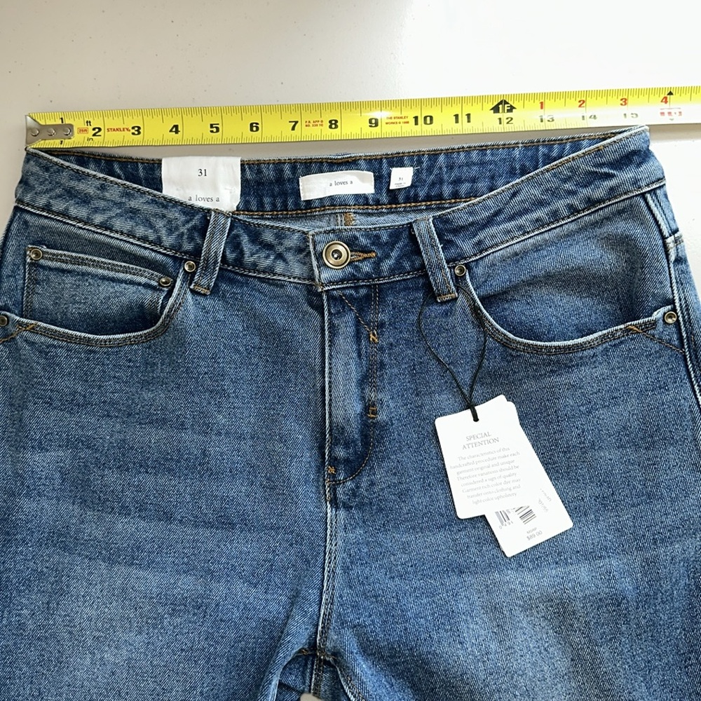 NWT Elegant High Rise Extreme Flare Dark Blue Jeans by A LOVES A Size 31 - Picture 7 of 15